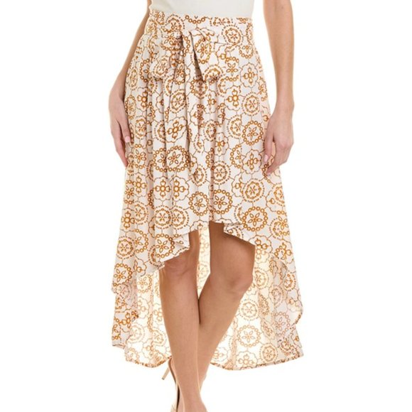 VINCE CAMUTO Printed Side-tie High-low Skirt Desert Summer New Ivory - Picture 1 of 3